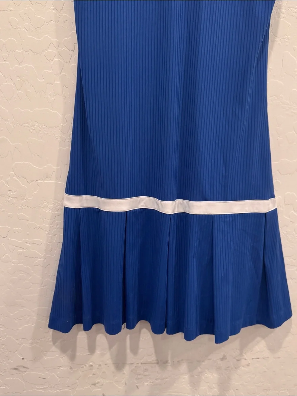 Slazenger Blue Sleeveless Tennis Dress with White and Neon Yellow Trim - Picture 7 of 9